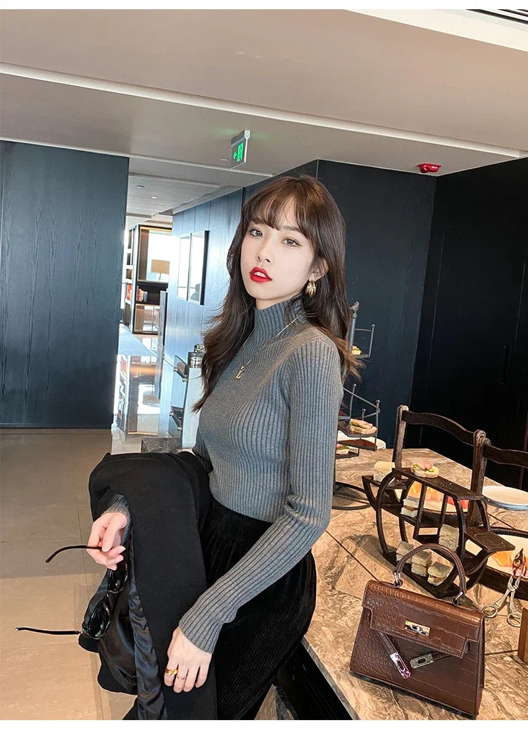 Sweater Women Autumn Winter Long Sleeve Knitted Women Sweater Pullover Slim Knit Sweater Women Tops Blusas Mujer De Moda J996