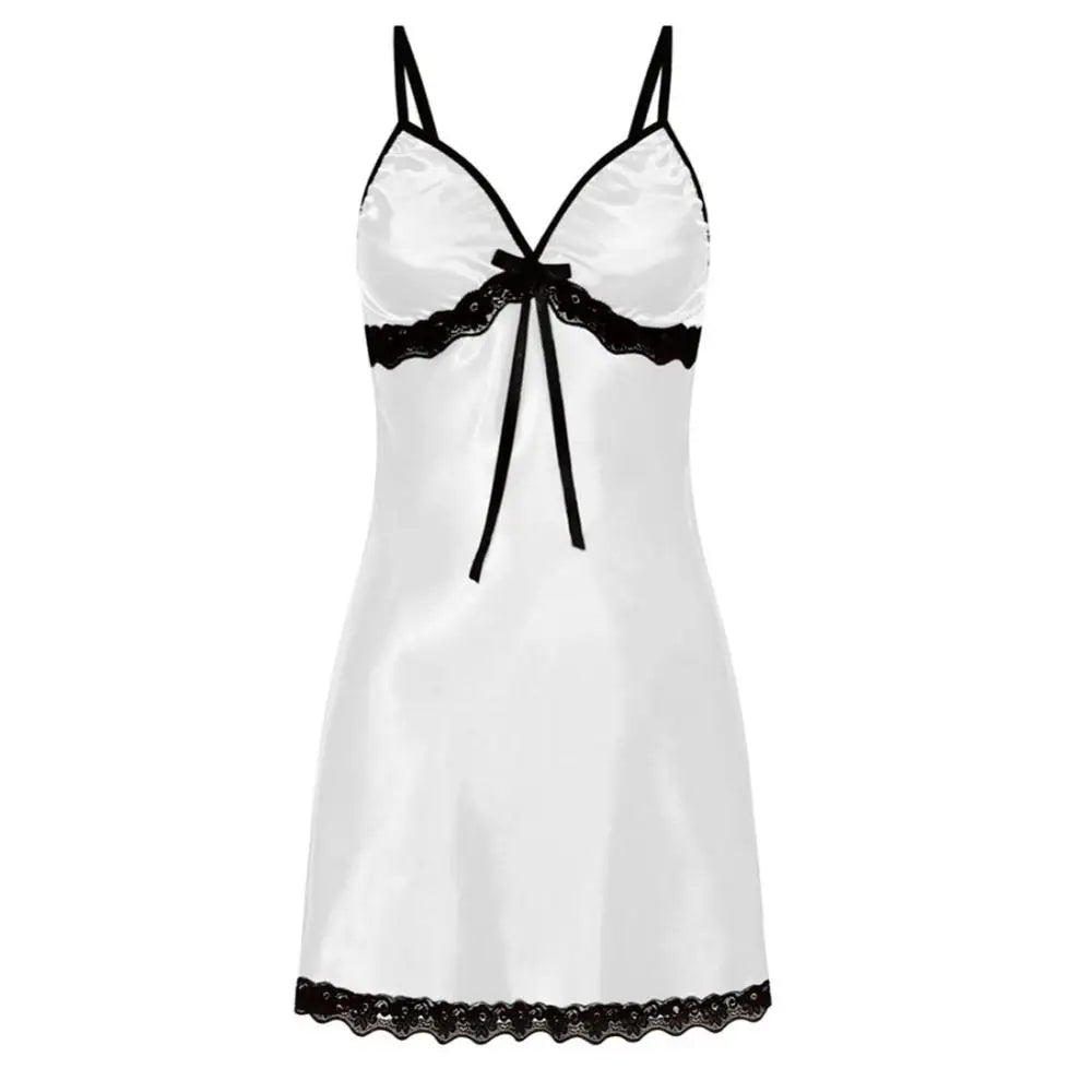 Women Sexy Sleepwear Silk Satin Nightwear Slip Dress Sleeveless Pajama Nightgown Nightwear Backless Strappy Nightdress Underwear