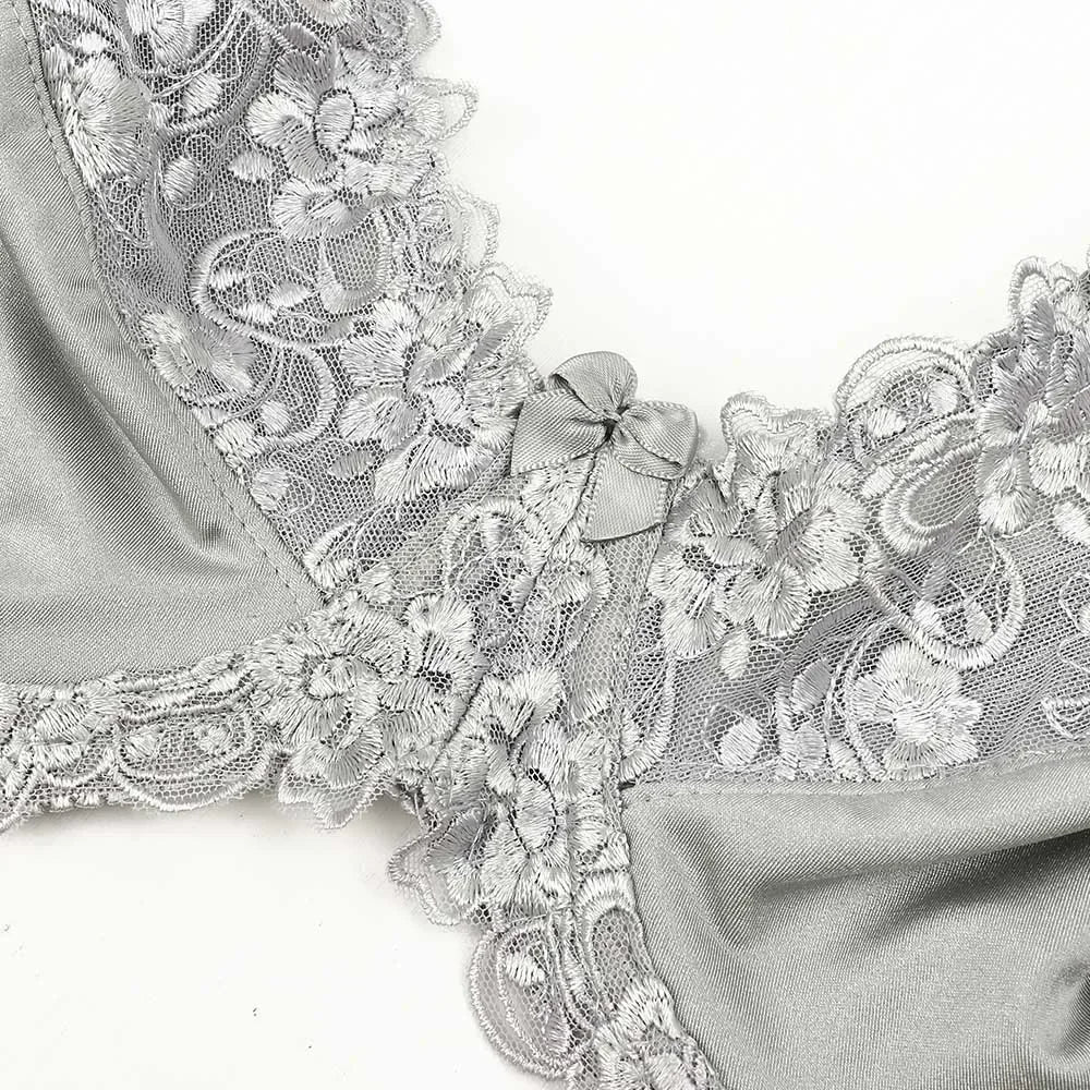 Bra For Women Lace Full Coverage Minimizer Non-Padded Underwire Woman Floral Embroidery Female Plus Size B C D E F G H I NM21