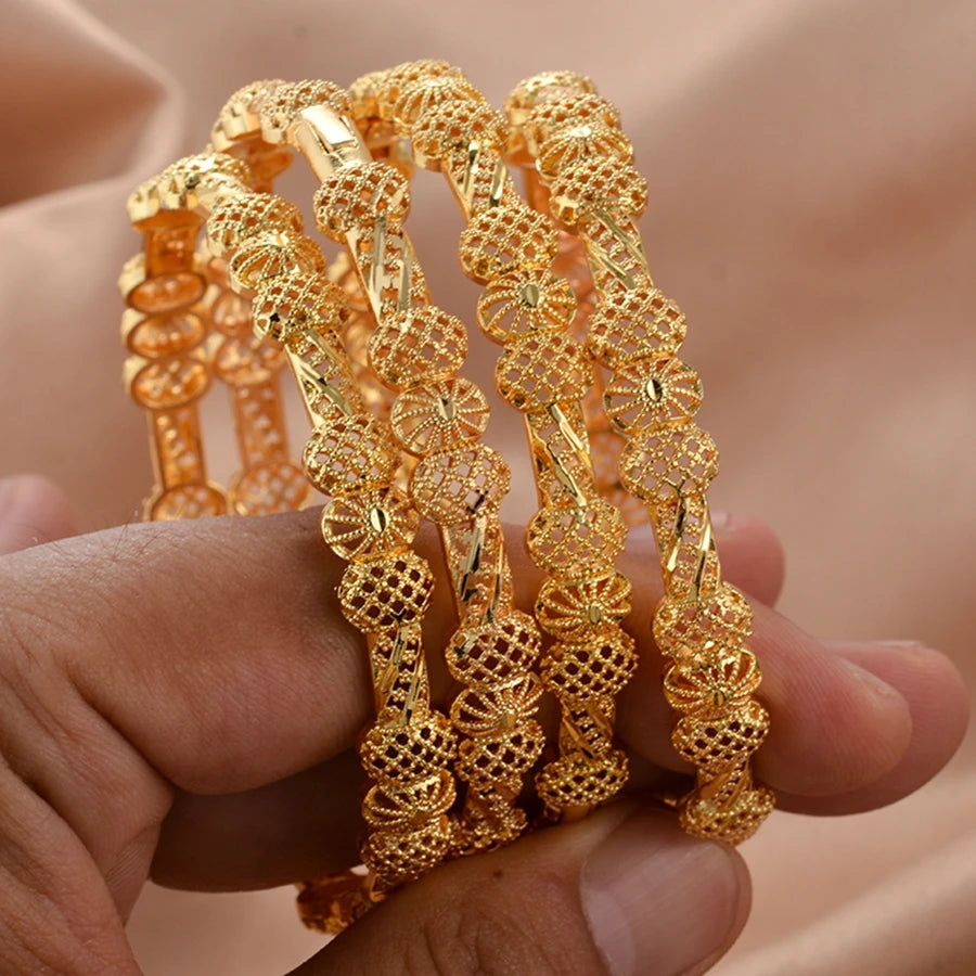 Women bangles Middle Eastern Bangles Gold Color Arab Bracelets for Wife girls wedding jewelry