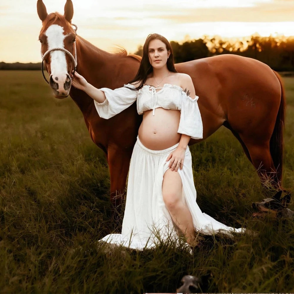 Maternity Dress For Photoshoot Pregnancy Vintage Pregnant Women Wear Comfortable Linen Cotton Dress Bohemian Boho Pregnant Dress