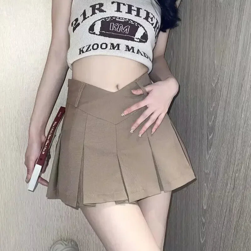 Skirts New Style Fashion Summer Sexy Retro V Waist Casual Outfits Ladies Streetwear Female Girls Women Mini Short Pleated Skirts