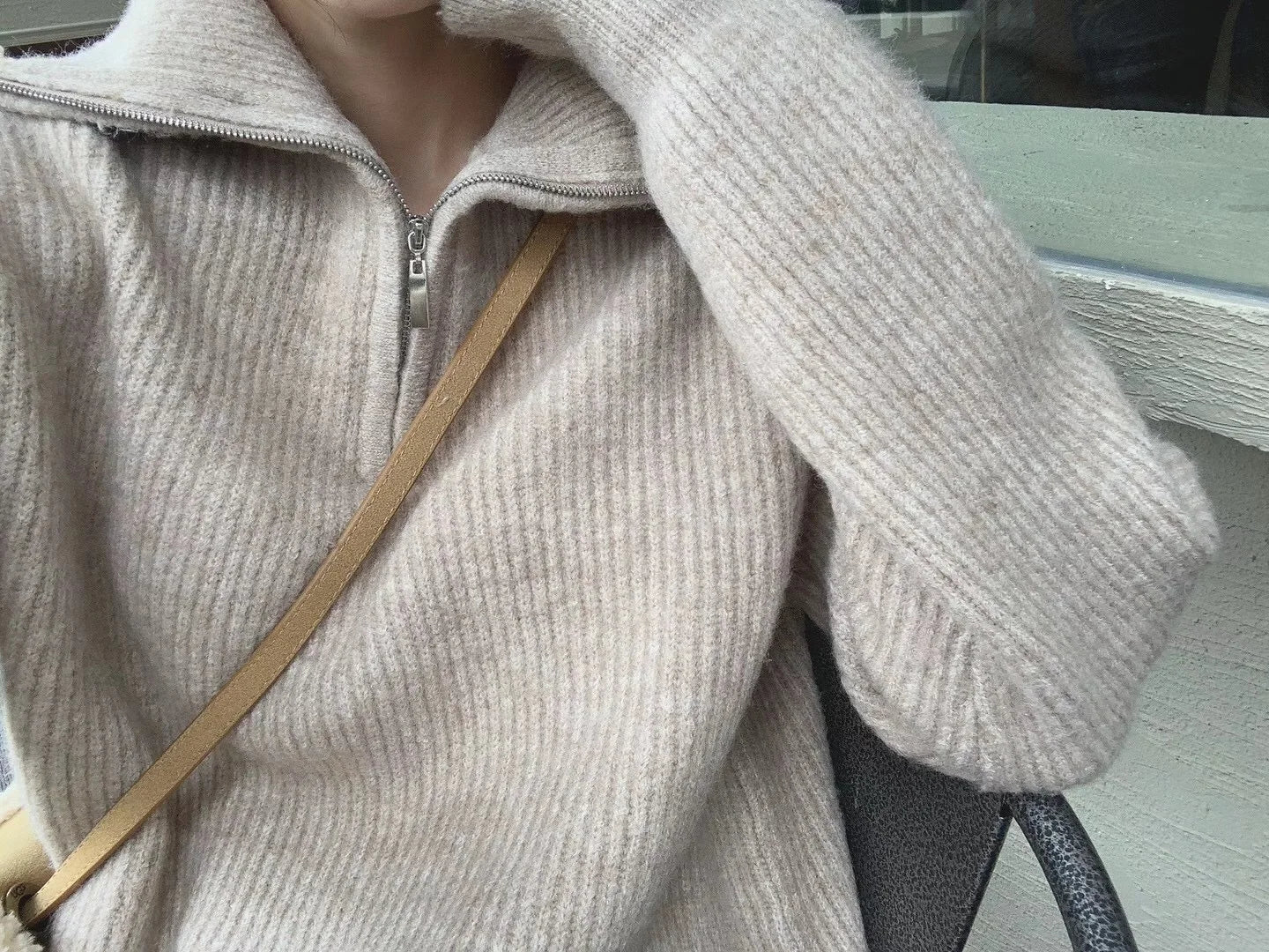 Women's Sweaters 2025 Autumn Winter Long Sleeve Top Loose Knitted Turtleneck Zipper Fashion Pullover Women Oversized Sweater