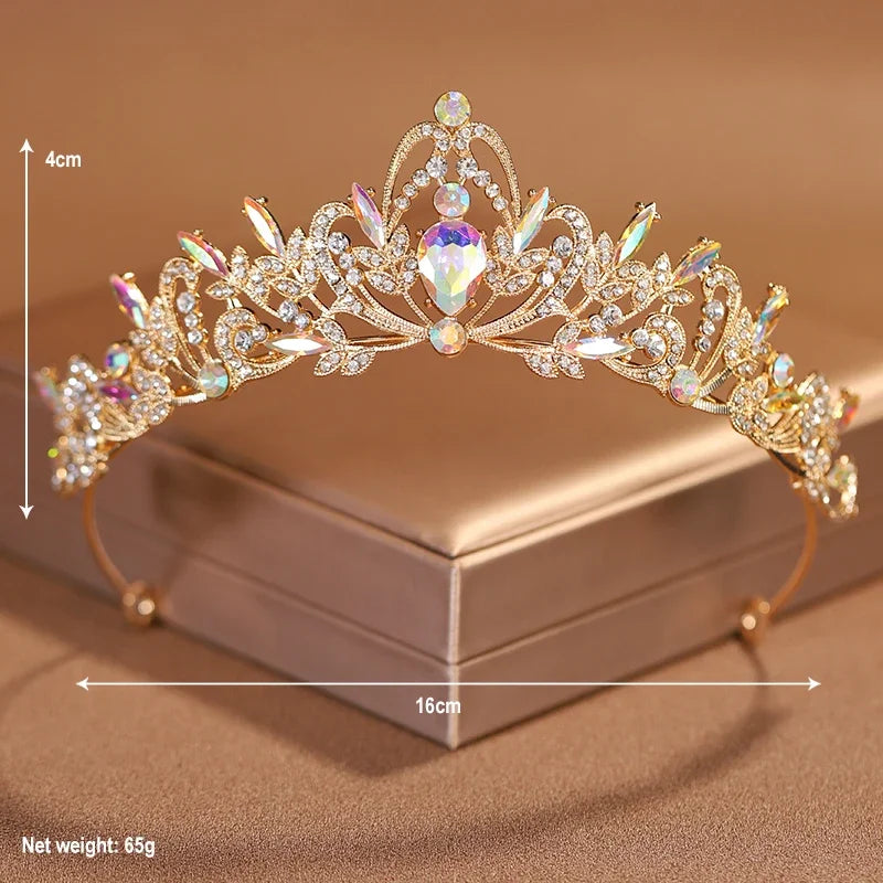 Bridal Headwear Gold-Colour Women's Full Of Classical Temperament Wedding Crown Girl Birthday Dazzling Tiaras