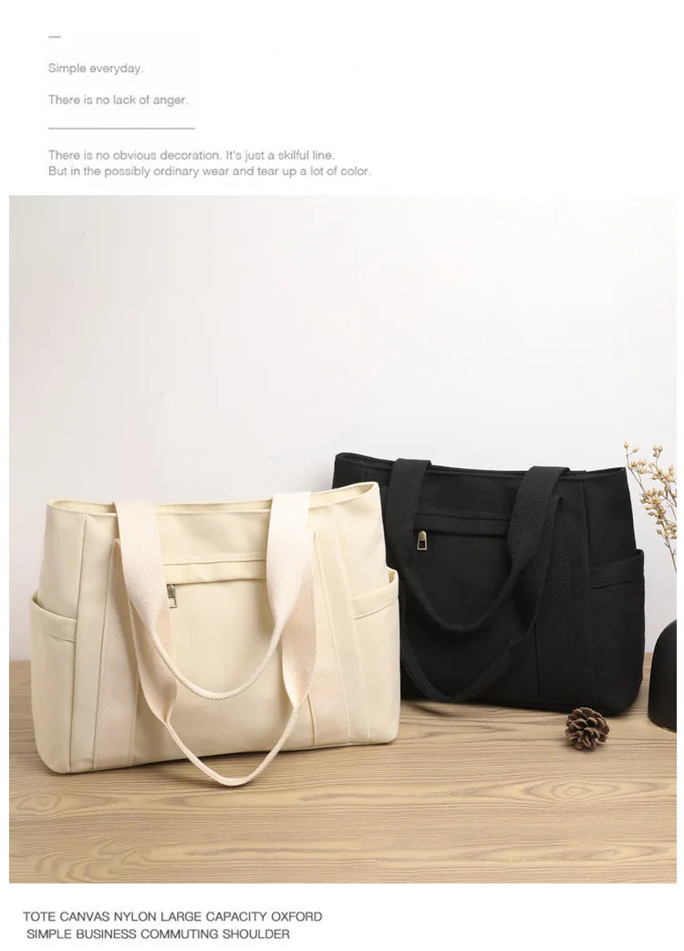 Women's handbag Fashionable Women's Canvas Top-Handle Bag for Daily Commuting and College Style Student Outfit Shoulder Bag