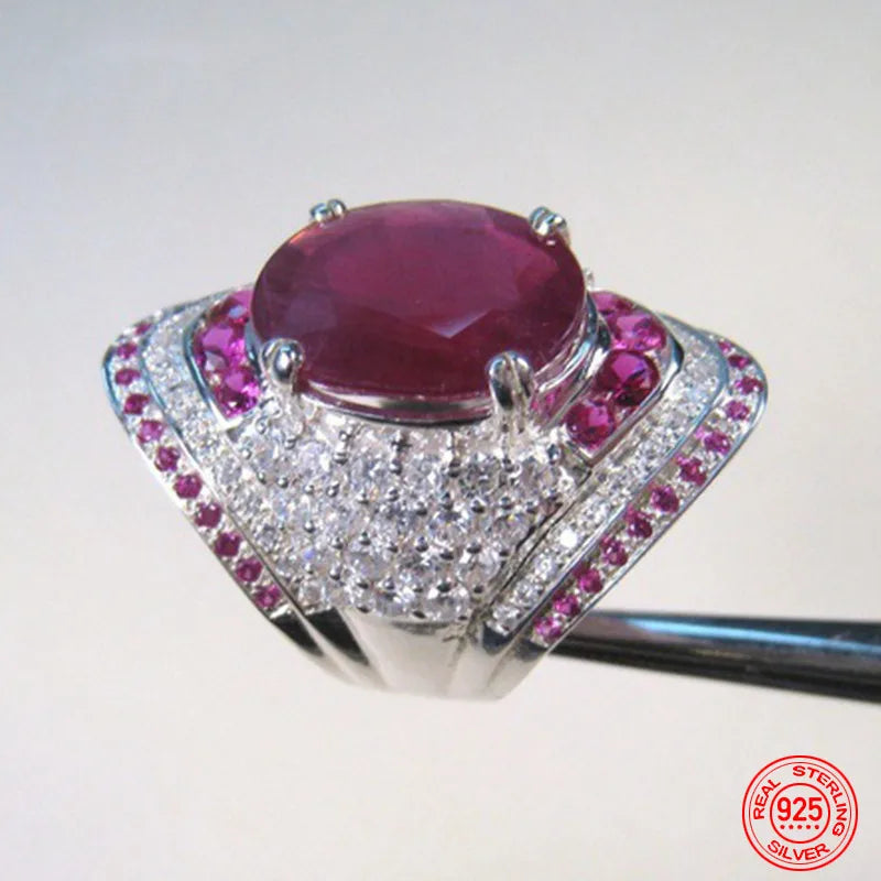 925 Sterling Silver Ruby Ring For Women Zircon Finger Rings Fashion Jewelry Gifts