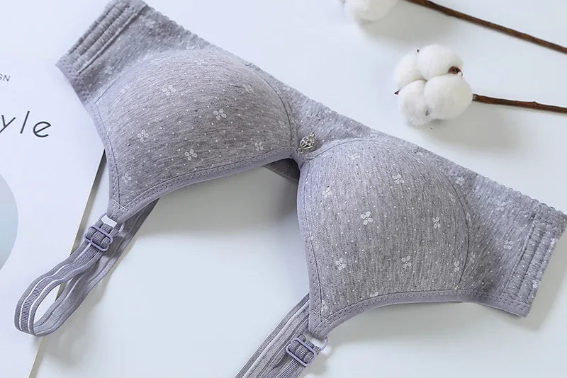 Cotton Soft Bra for Women B Cup No Steel Ring Comfort Thin Cup Sexy Little Flowers Push Up Brassiere Sweet Girl Lingerie Bra