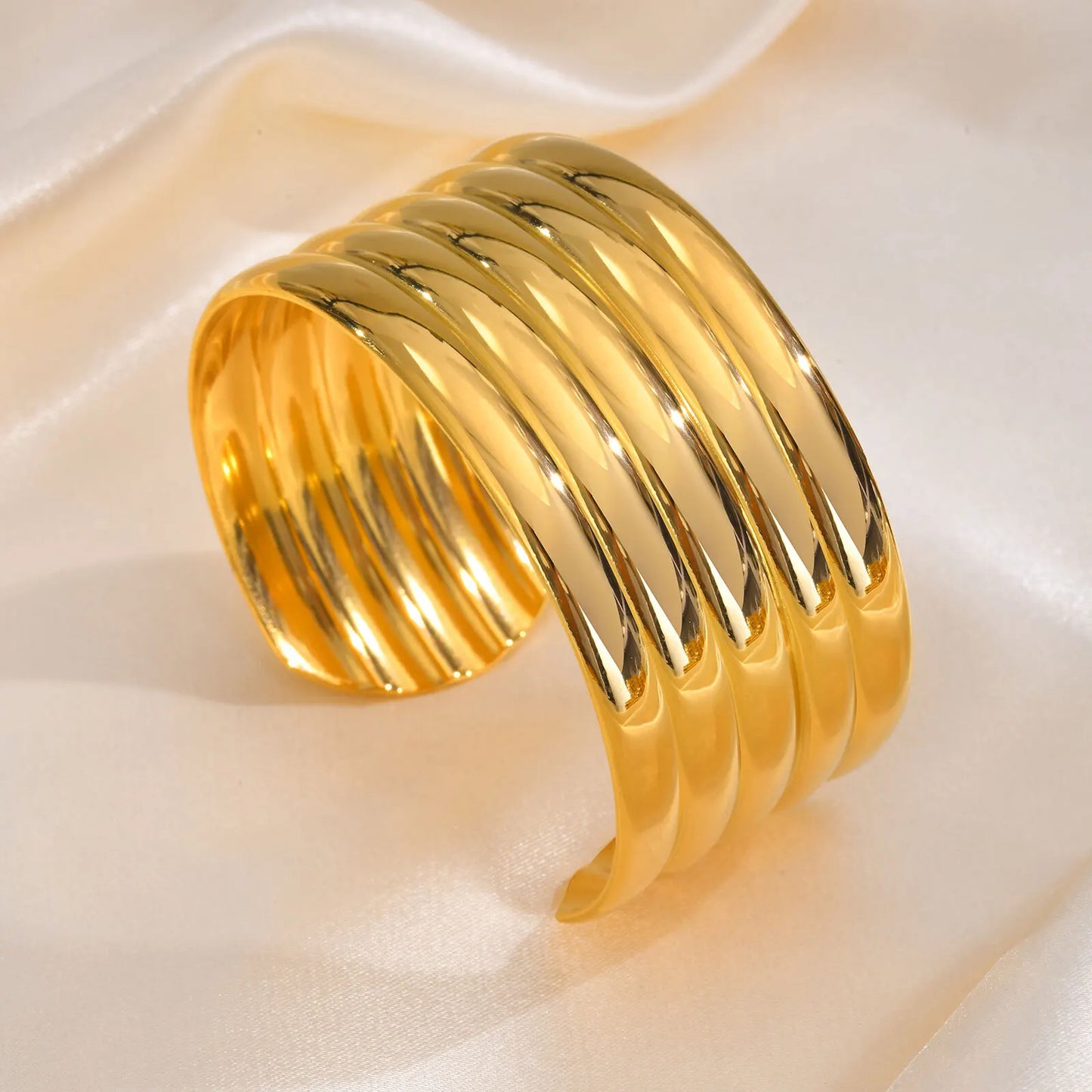 Simple Bangle for Women, Luxury Geometric Adjustable Stainless Steel Bangles, Stainless Steel 18K Plated Vintage Jewelry Gift