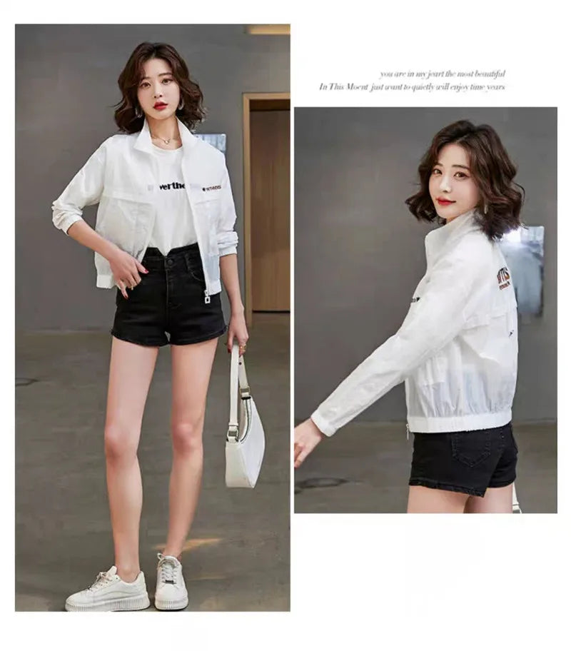 Sunscreen Coat Women's Summer Outerwear Breathable Joker UV Protection Sun-Protective Clothing Jacket Thin 2024 New Female Tops