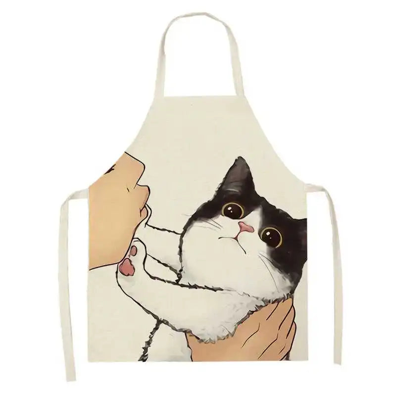 Kitchen apron Cute cartoon cat pattern  anti-stain and oil-proof sleeveless  Home Clean cooking baking accessories
