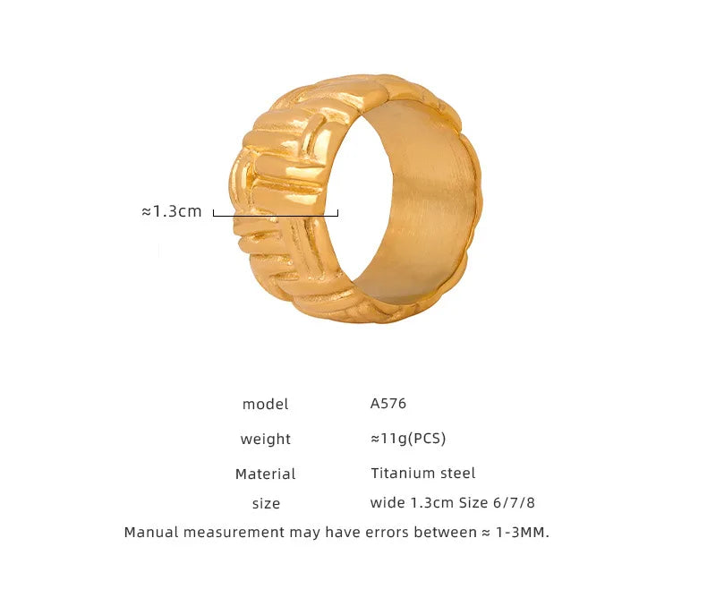 Modern Stainless Steel Round Ring for women PunkIrregular Ring 18K Gold Plated Jewelry Female Luxury Accessory Wholesale