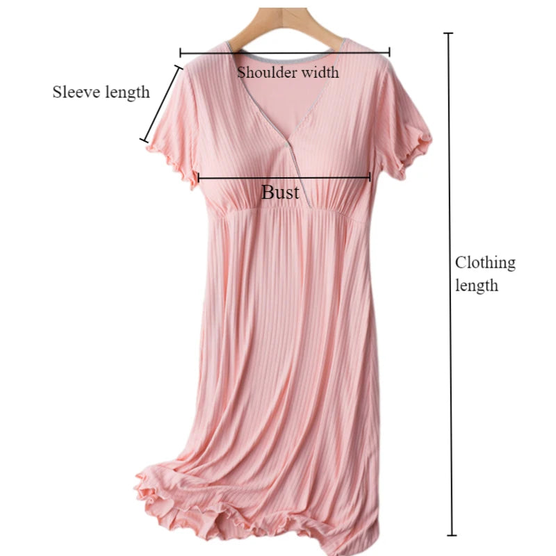 Modal Maternity Clothes Breastfeeding Nightgowns Nursing Sleepwear Hospital Loose Fitting Breast Feeding Pajamas Pregnancy Dress