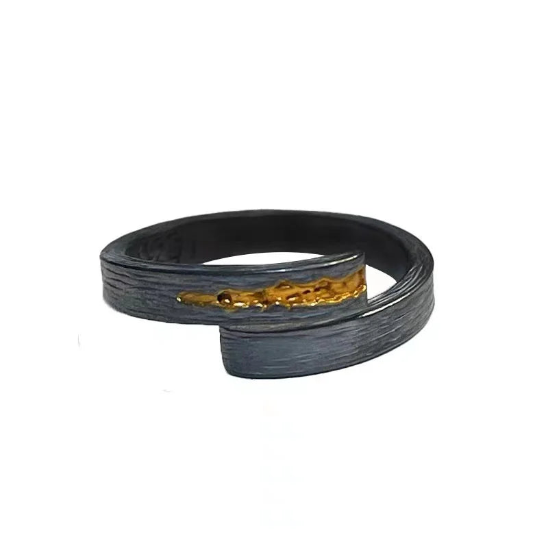 Personality Thumb Ring Male Jewelry Opening Gold Black Collision Men s925 Ring Silver Hand Decoration