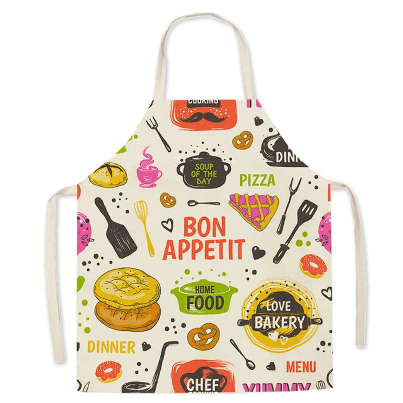 Fashion Kitchen Apron for Men Women Kid Lemon Desserts Printed Cotton Linen Sleeveless Aprons Home Cooking Baking Cleaning Tools