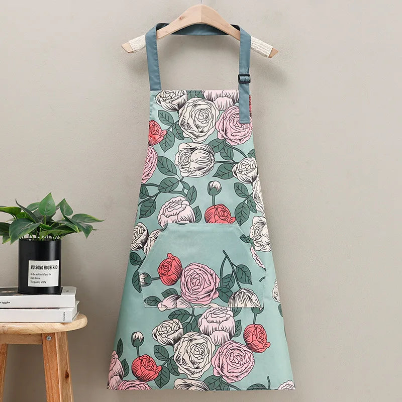 Kitchen Apron Household Waterproof and Oil-proof Kitchen Apron Cooking Baking Work Clothes Drawing Aprons Art Smock for Women