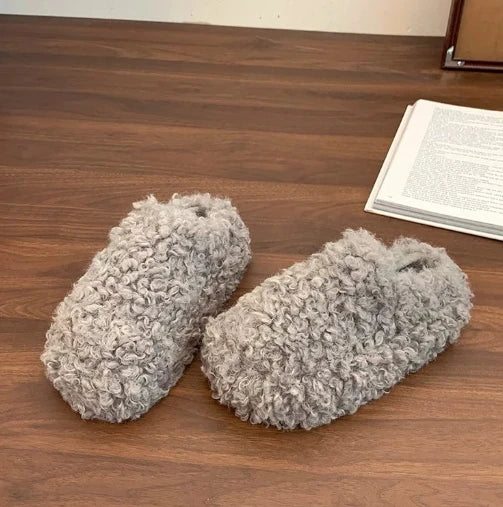 Shoes Woman 2025 Cover Toe Slippers Casual Platform Fur Flip Flops Pantofle Luxury Plush New Slides Shoes Woman 2024 Plush Slipp