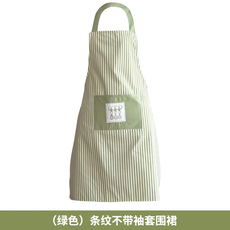 Fashionable Striped Apron For Home Kitchen Cooking Long Sleeved Women's Cute Anti Stain Work Dining Work Clothes Smock