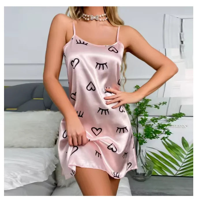 Women Sexy Sleeveless Nightdress Satin Chemise Lingerie Sleepwear Night Dress Cami Slip Dress Nightwear Nightgowns