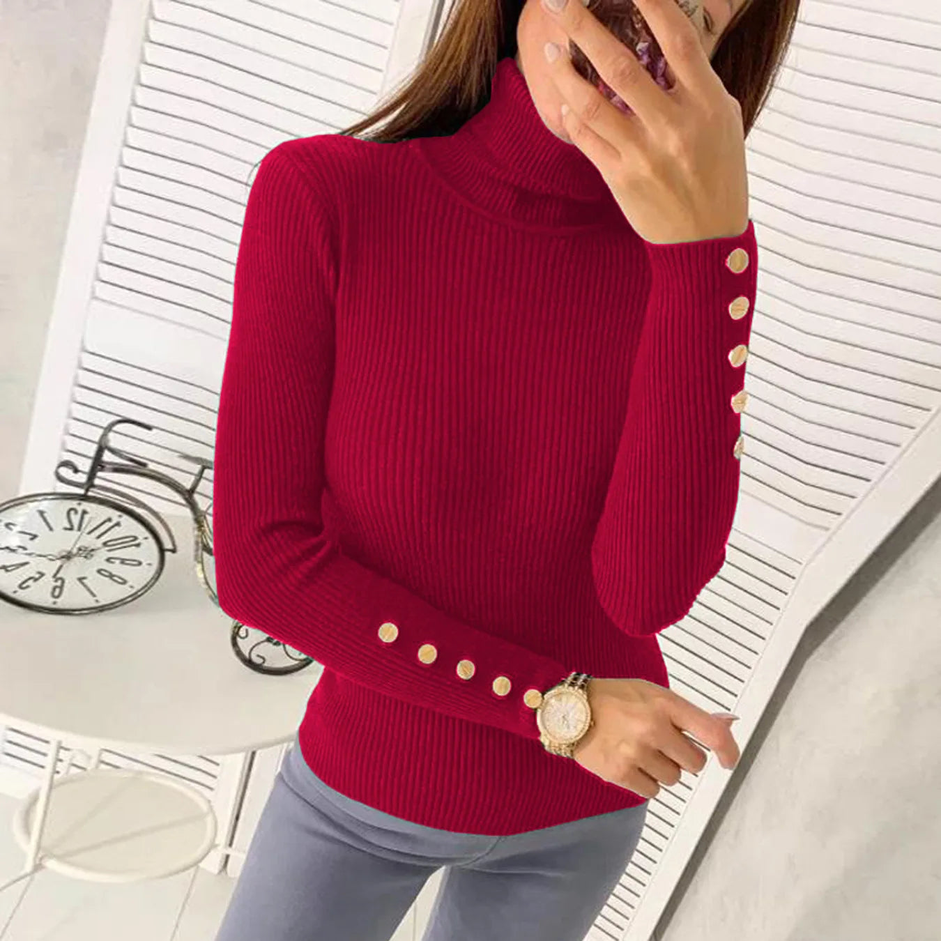 Elegant Sweaters Woman Sueter Negro Sueter Feminino Women's Autumn High Neck Pullover Knitted Sweater New  Tops Mujeres Juvenil