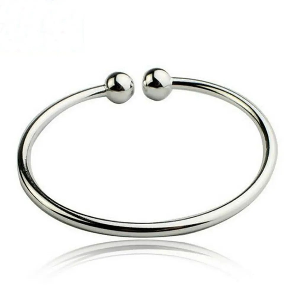 1pc Smooth Solid Bead Bracelet Cufflinks Bangles For Women Man Wedding Engagement Party Jewelry