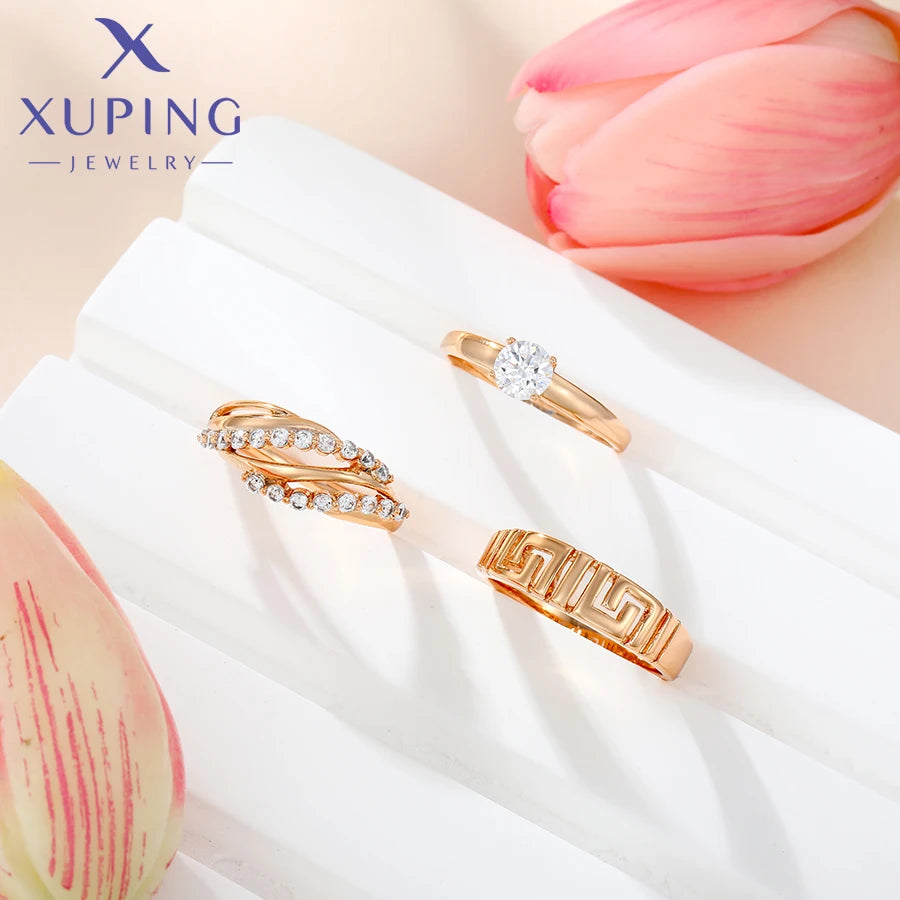 Xuping Jewelry Fashion Charm Mixed Rings Group Popular Rings for Women Gold Plated Party WeddingGift