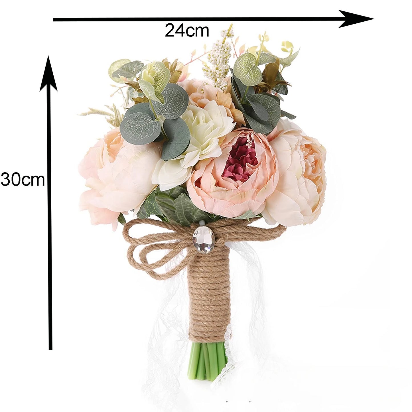 30CM Wedding Decoration Bridal Holding Flowers Artificial Roses Bundle Home Decoration Photography Props Silk Flowers