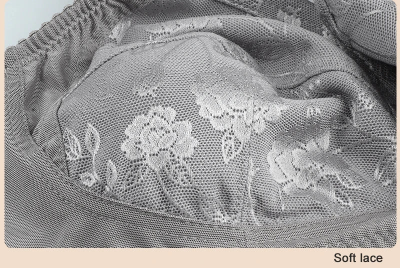 Black Big Women Bras Plus Size Lace Bra For Women Unlined Full Coverage  Thin Wireless Adjusted-straps D Cup Comfort Women'Bras