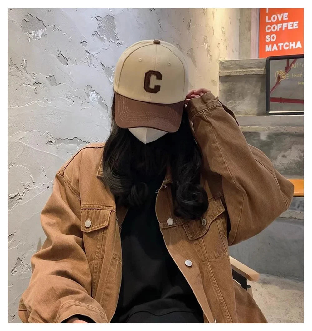 Baseball Cap for Women and Men Hat Fashion Letter C Patch Hat Summer Sun Visors Caps Color Block Design for Casual Wear