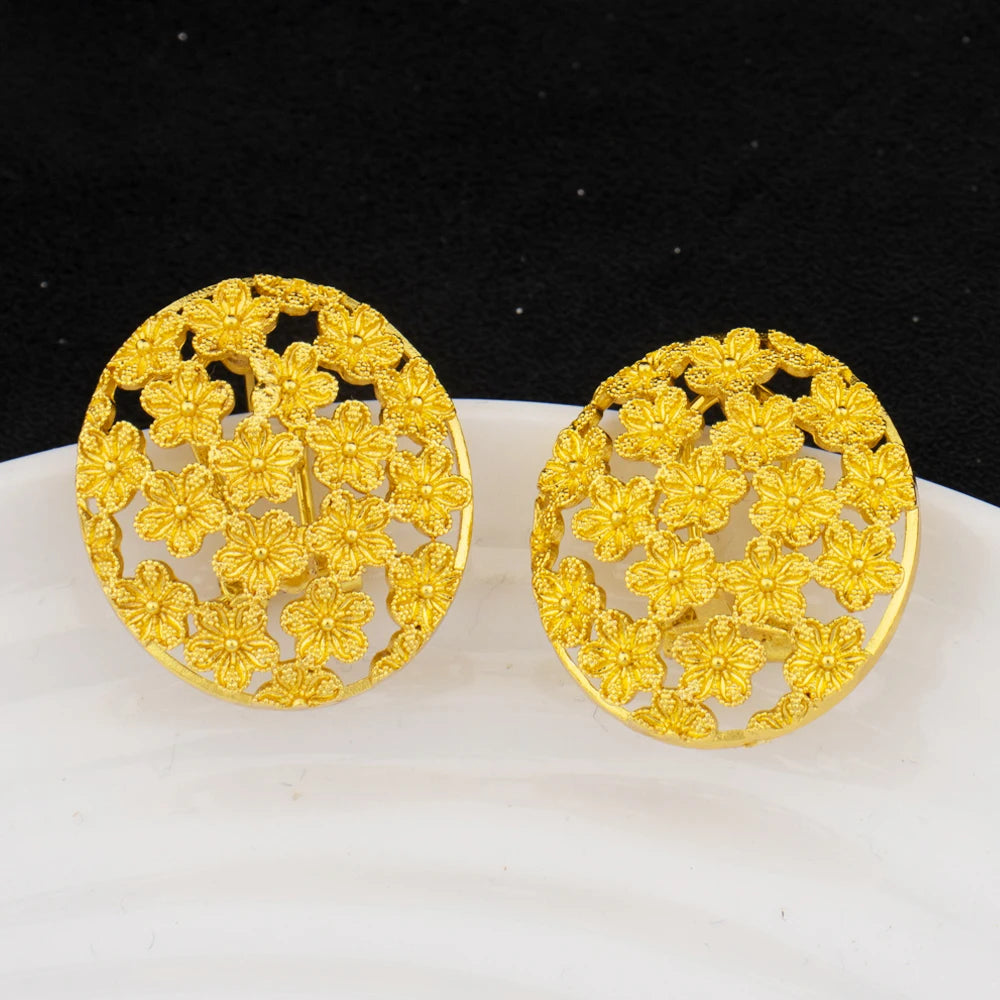 dubai 24k gold jewelry luxury jewelry necklaces Earrings Ring woman jewelry african bridal  Wedding Party Jewelry accessories