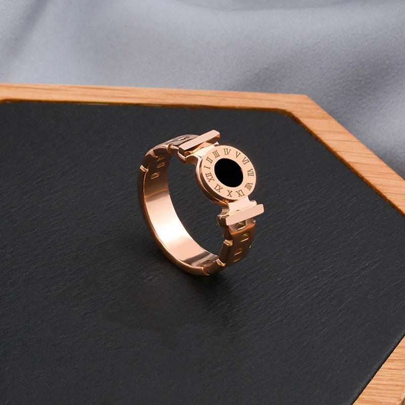 Roman Numerals Couple Ring for Women Men Luxury Stainless Steel Size 5-10 Finger Rings Female Wedding Trendy Jewelry