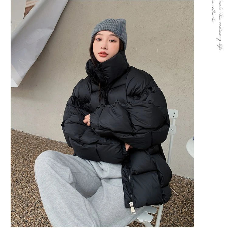 Winter Jackets for Women 2025 Thick Warm Loose Fashion Quilted Jacket Women Interchange Design High Street Green Winter Coat