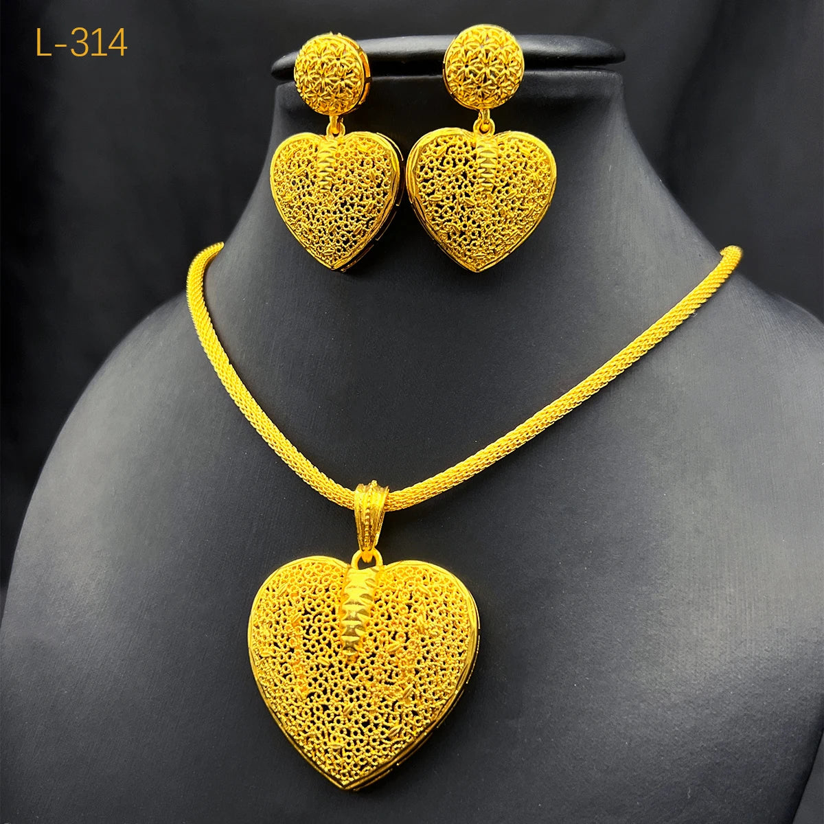 Ethiopian Jewelry Sets for Women Droplet Pendant Necklaces Earrings Two Pieces Set 24K Gold Color Eritrean Wedding Party Gifts