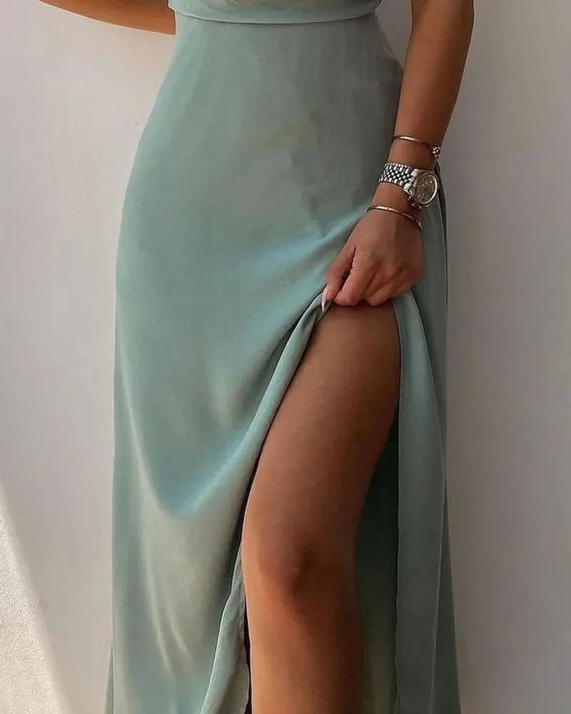 Elegant Women Sexy Dresses Summer Fashion Print Gradient Solid Out Off Shoulder V-Neck Female Camisole Dress Bandage Dress
