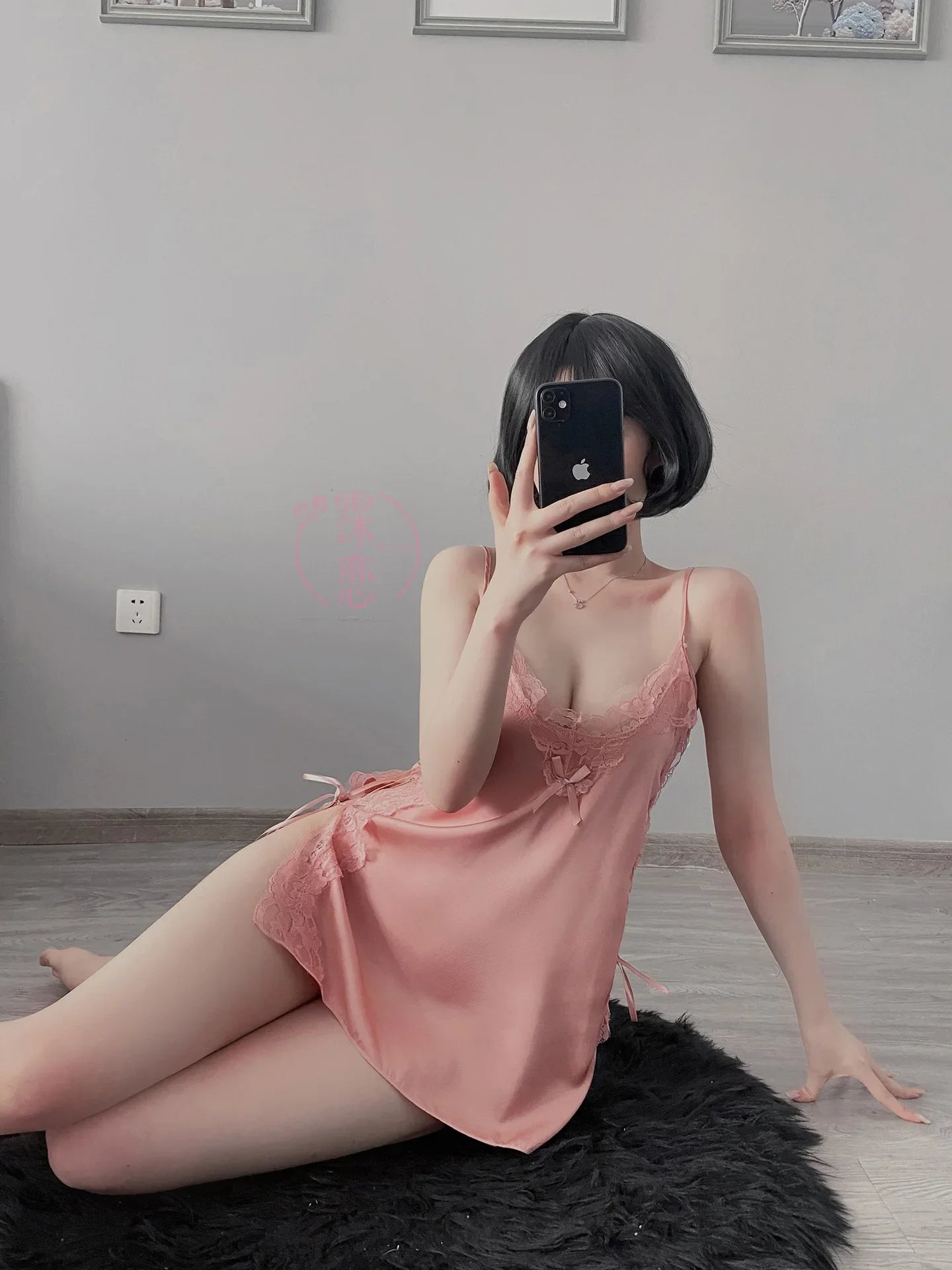 Satin Nightgown Lady Sexy Bowknot Lace Lingerie Spaghetti Strap Night Dress For Women Nighties Sleeveless Sleepwear Nightwear