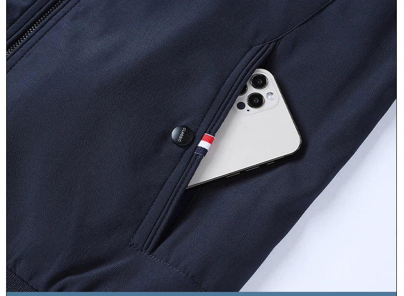 Blazer Jacket Men Casual Jacket Spring Autumn Workwear Stand Collar Zip Up Coats Men Lightweight Business Style Outerwear