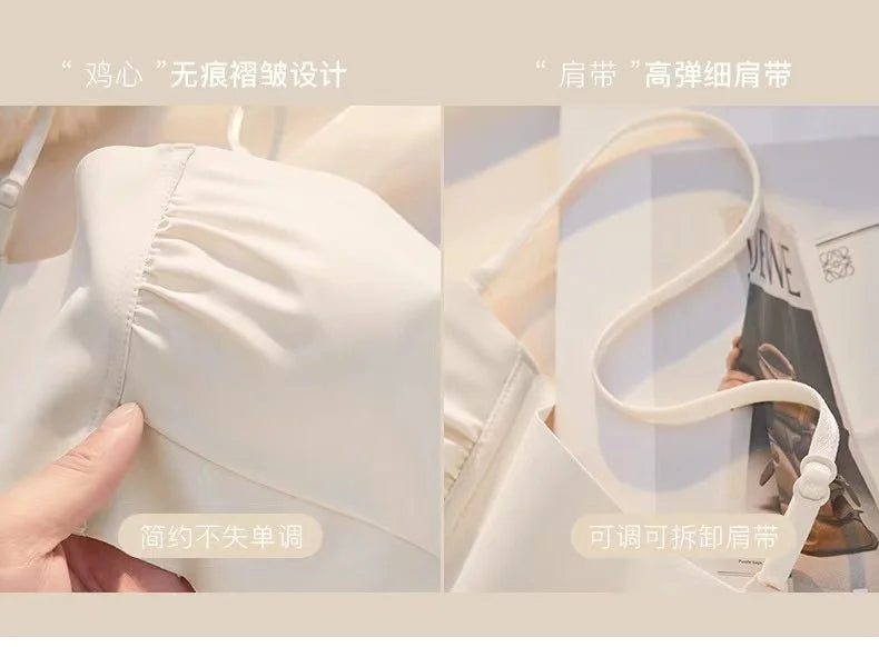 Bra Underwear For Women With anti Stray Light Wrap, Thin Shoulder Straps, Thin Back Vest, Sexy Bra, All In One For External Wear