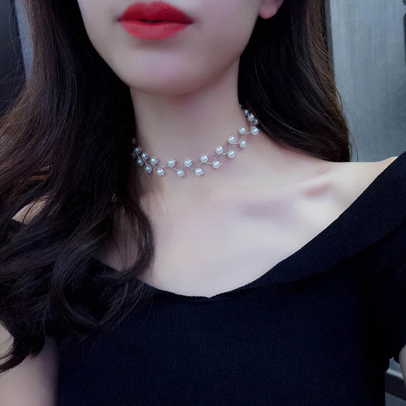 Trendy Pearl Necklace Korean Fashion Jewelry for Women Neck Chain  Choker Collar Accessories Gift Short Necklace Chain Female