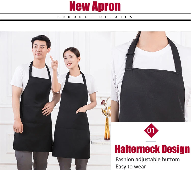 Women's Kitchen Apron for Woman Men Chef Work Apron for Grill Restaurant Bar Cafes Beauty Nails Studios Cleaning Smock