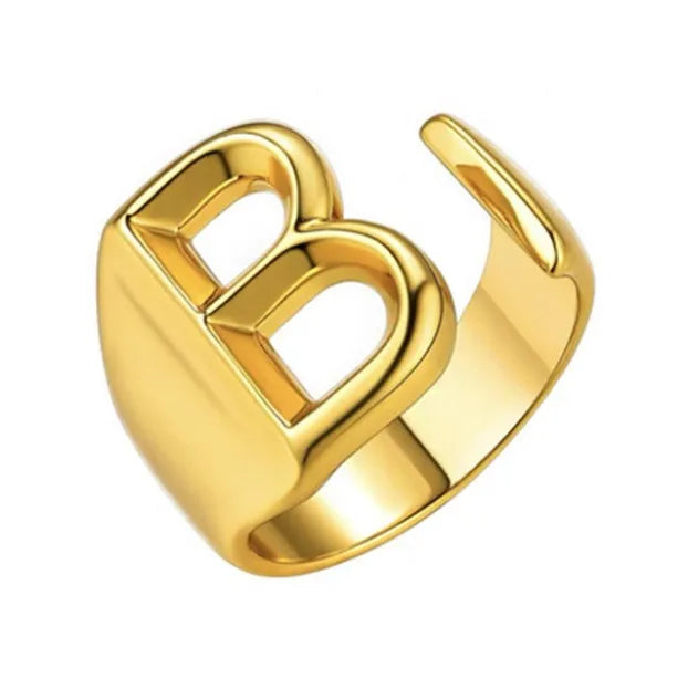 26 English Letter Ring Opening Adjustable Female Personality Internet Celebrity Ring Fashion Jewelry Couple Mother's Day Gift