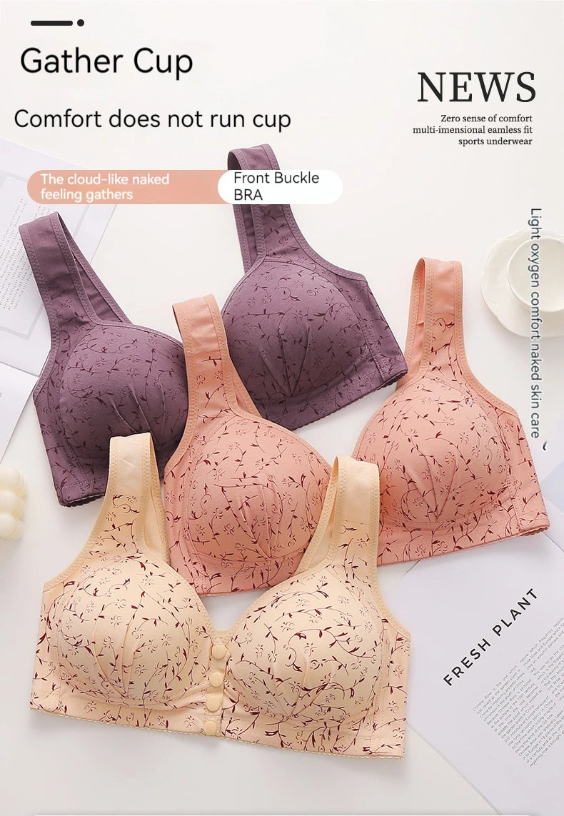 New Style Front-Buckled Mother's Bra For Women Large Size Thin Version No Steel Circle Vest-Style Bra Cover