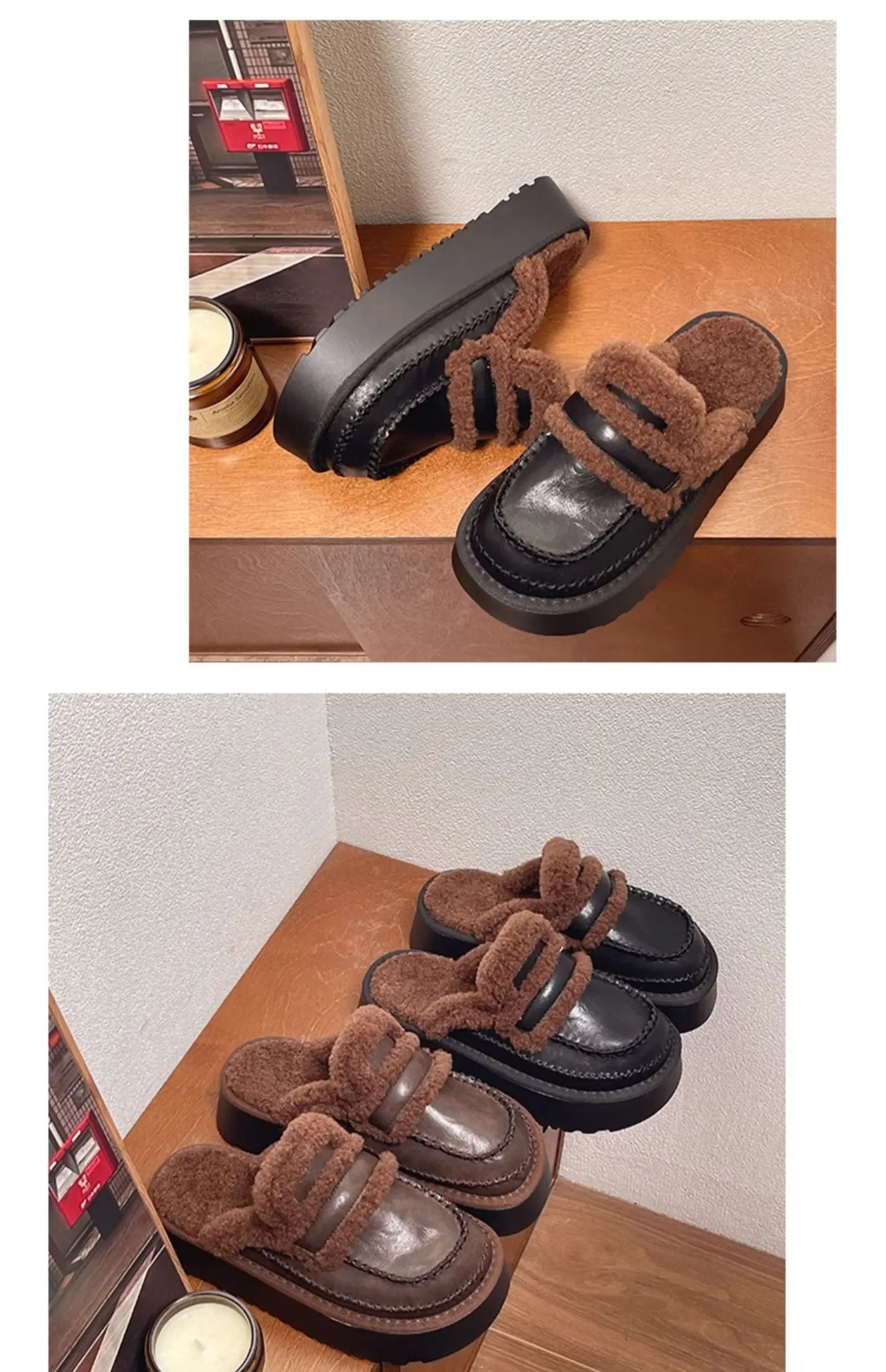 Shoes Loafers Ladies' Slippers Luxury Slides Winter Footwear Cover Toe Slipers Women Platform Designer 2024 House Slippers Platf