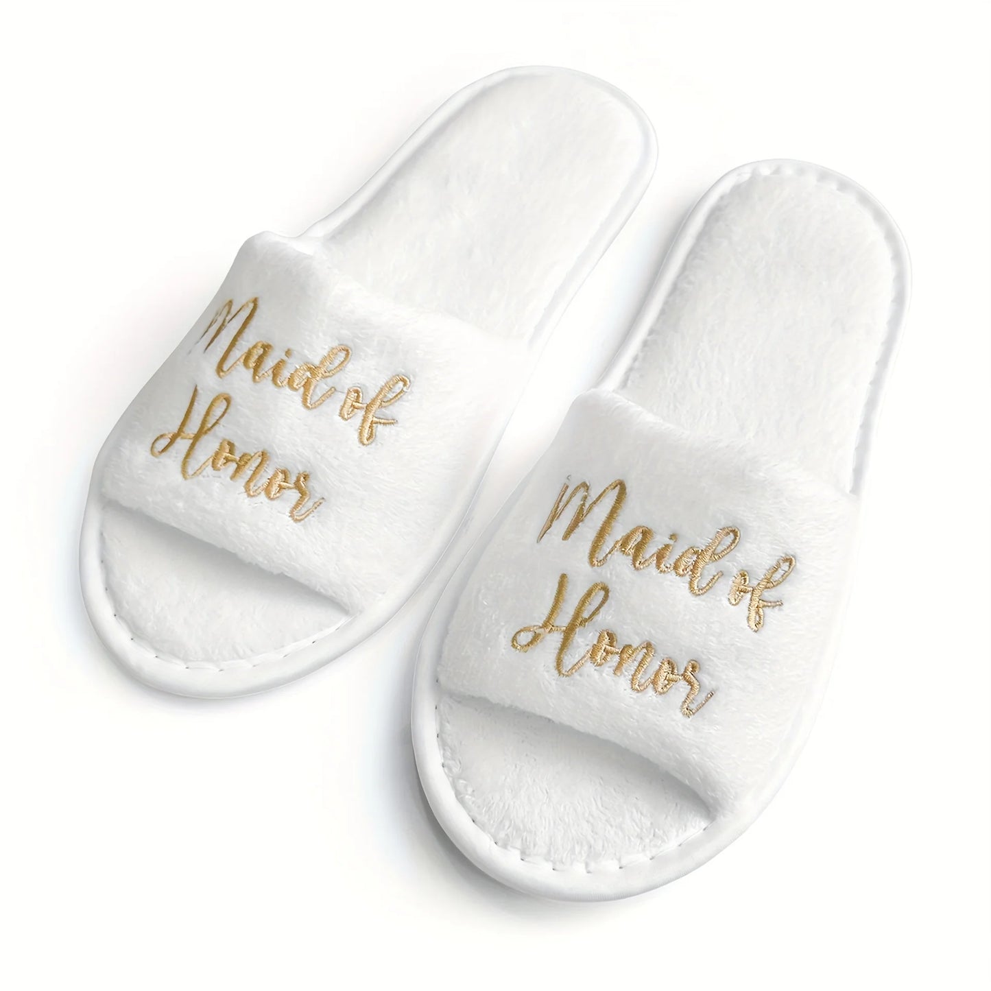 Bridal Party Slippers Set, With Embroidery, Lightweight Cozy Soft Sole Flats, for Brides, Bridesmaids, Guests & Bachelorettes