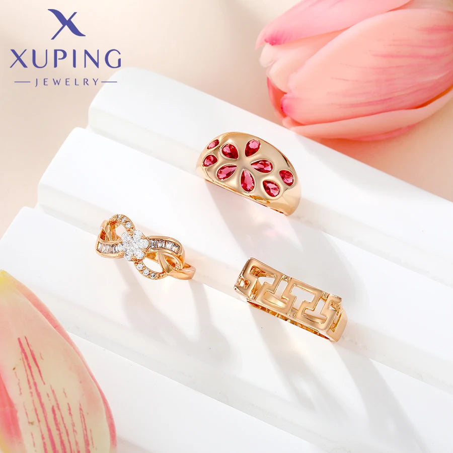 Xuping Jewelry Fashion Charm Mixed Rings Group Popular Rings for Women Gold Plated Party WeddingGift