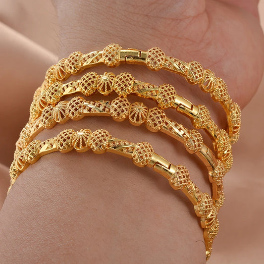 Women bangles Middle Eastern Bangles Gold Color Arab Bracelets for Wife girls wedding jewelry