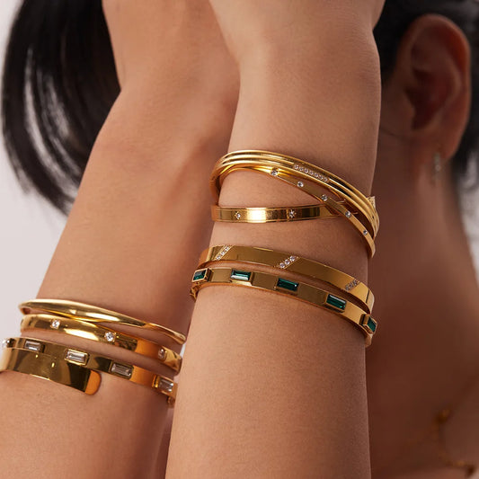 Fashion Punk Cuff Bangles For Women Dainty Zircon Inlaid Bohemia Indian Bracelets & Bangles Women's Female Cute Ladies Jewelry