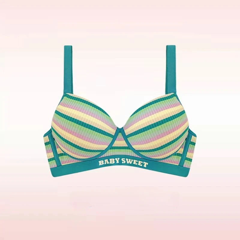 Sexy Bra for Women Tops Dopamine Rainbow Girl Seamless Bra Steel Ring Free Underwear Lingerie Bralette