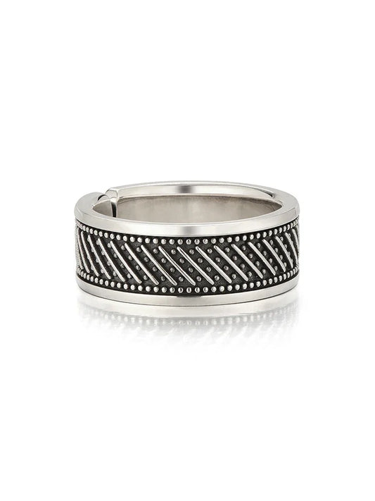 New Silver Color Fashionable and Simple Retro Men's Ring Unique Design Trendy and Versatile High End Sense Jewelry