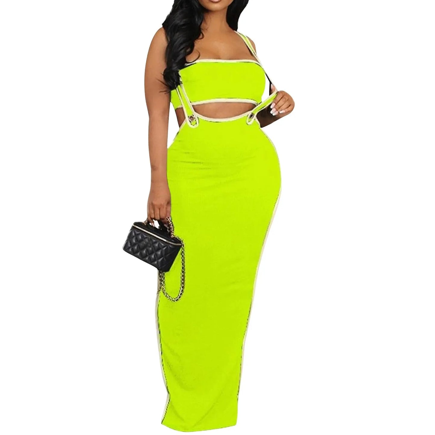 dresses for women One-piece dress design Personality and fashion Sexy Bodycon Tube Crop And Slit Maxi Suspender Skirt vestidos