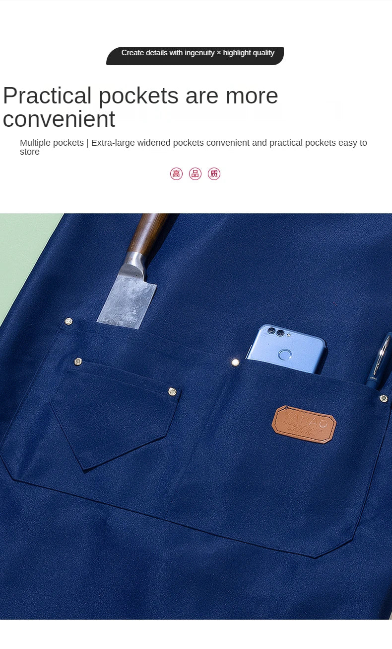 New Fashion Kitchen Aprons for Woman Men Chef Work Apron for Grill Restaurant Bar Shop Cafes Beauty Nails Studios Uniform