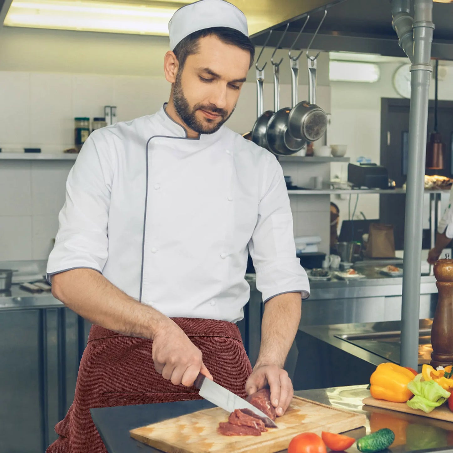 Red Brown Kitchen Half-Length Short Apron Household Cleaning Chef Apron Kitchen Men'S Hotel Restaurant